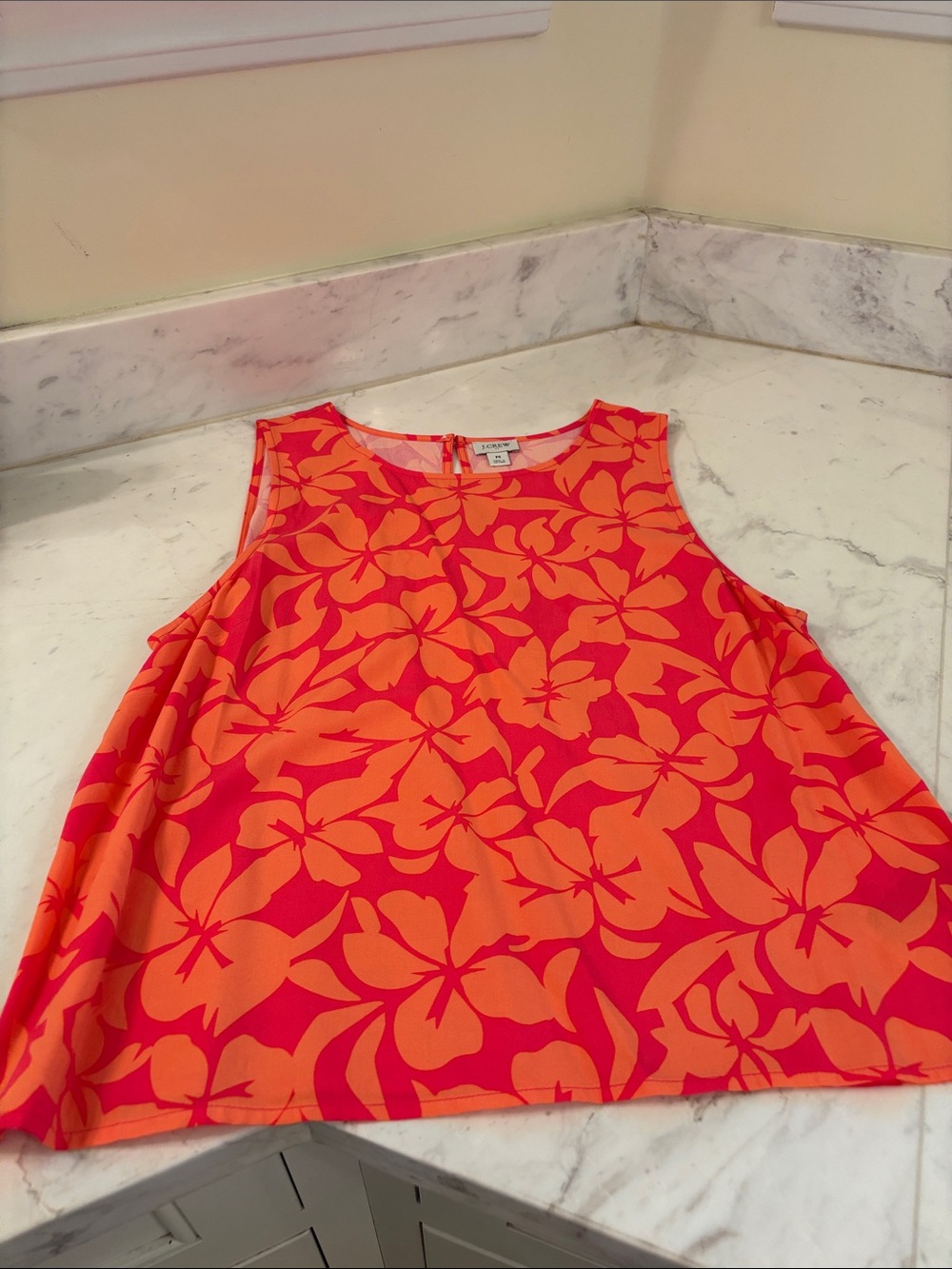 J. Crew Floral Tank Top in Bright Pink and Orange